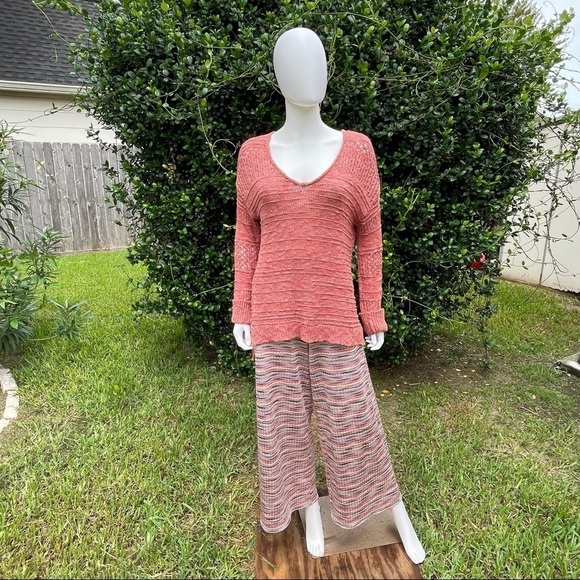 LUCKY Brand Crochet Rust Scoop Neck LongSleeve Layering Swe… - Picture 2 of 14